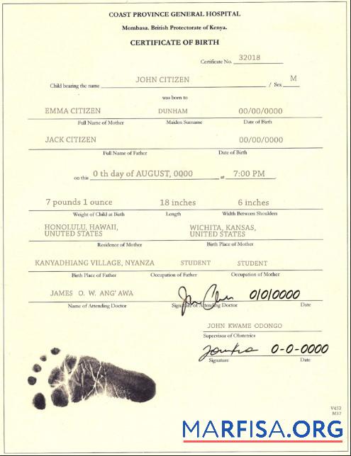 Downloadable Kenya birth certificate template in PSD format